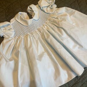 Feltman Brothers Smocked Baby Portrait Vintage Dress Light Blue